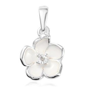 Diamond Accent Floral Pendant in Sterling Silver